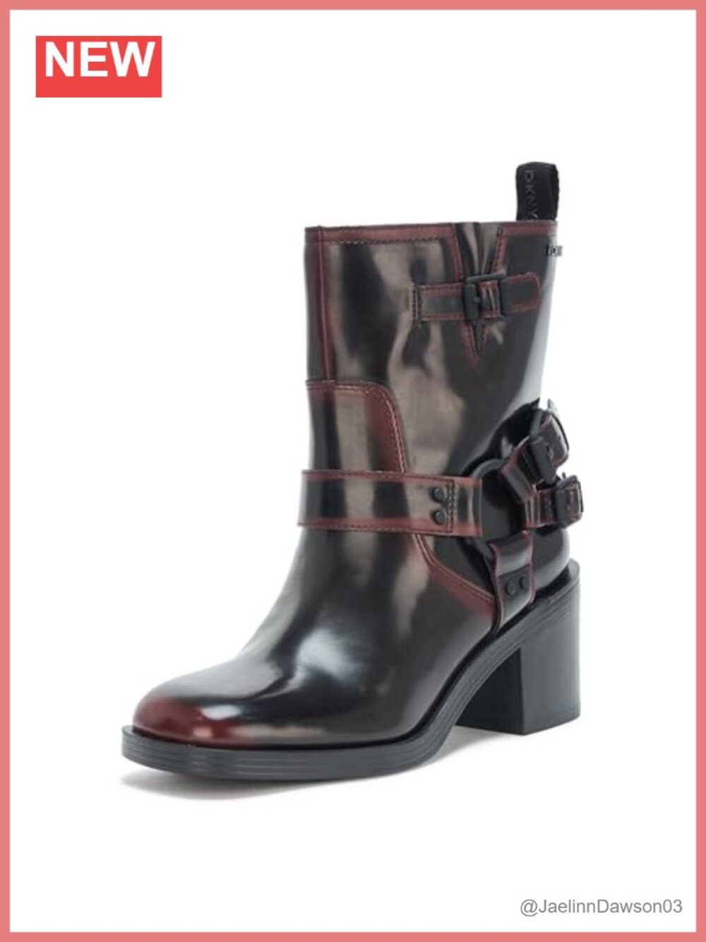 DKNY Nolan Harness Boot Leather Ankle Booties Women's Round Toe Slip-On